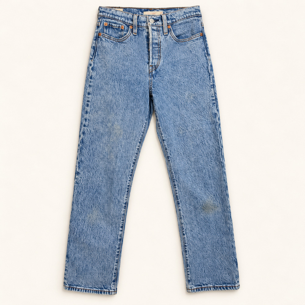 Levi’s Premium Wedgie Straight Jeans 26 Light Blue High Rise Stretch Denim